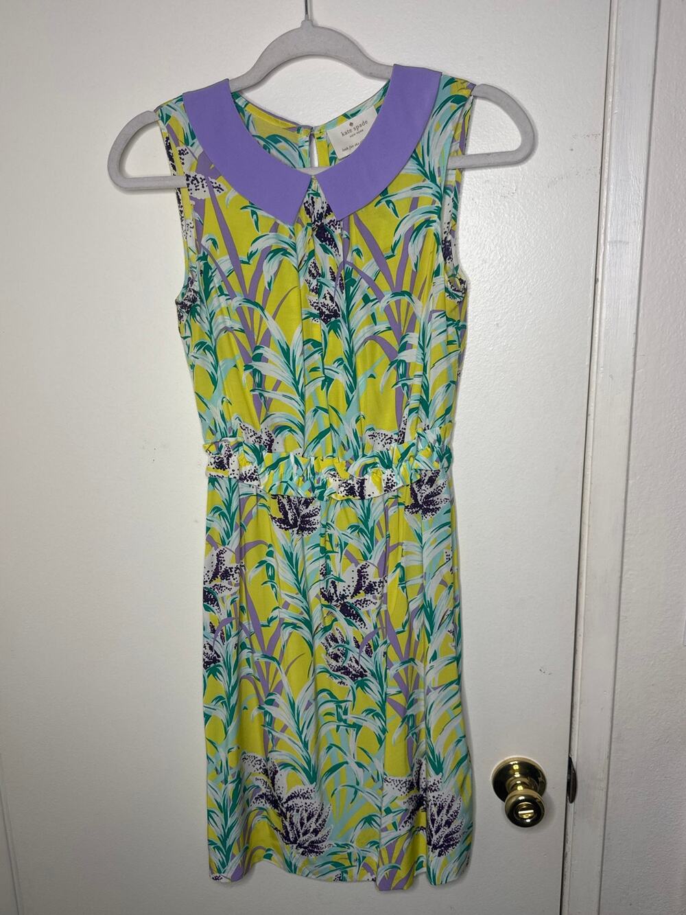 Kate Spade Silk blend beautiful bright collard sleeveless dress sz 2